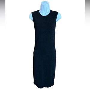 Vince Black Sleeveless Ribbed Fitted Sheath Pencil Midi Dress Size Small